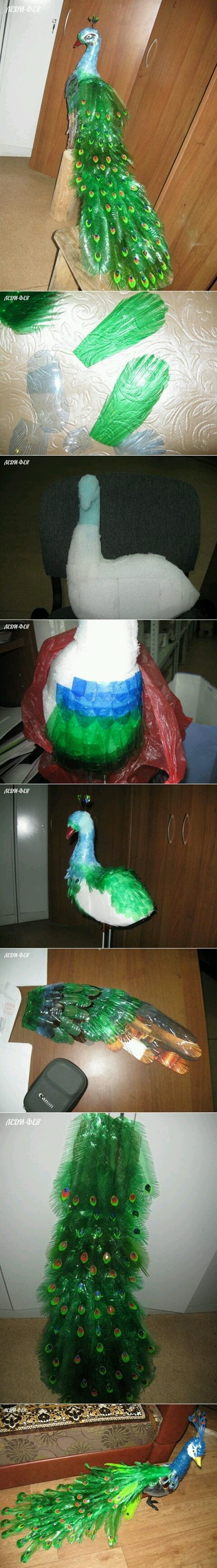 塑料瓶孔雀的制作过程图片