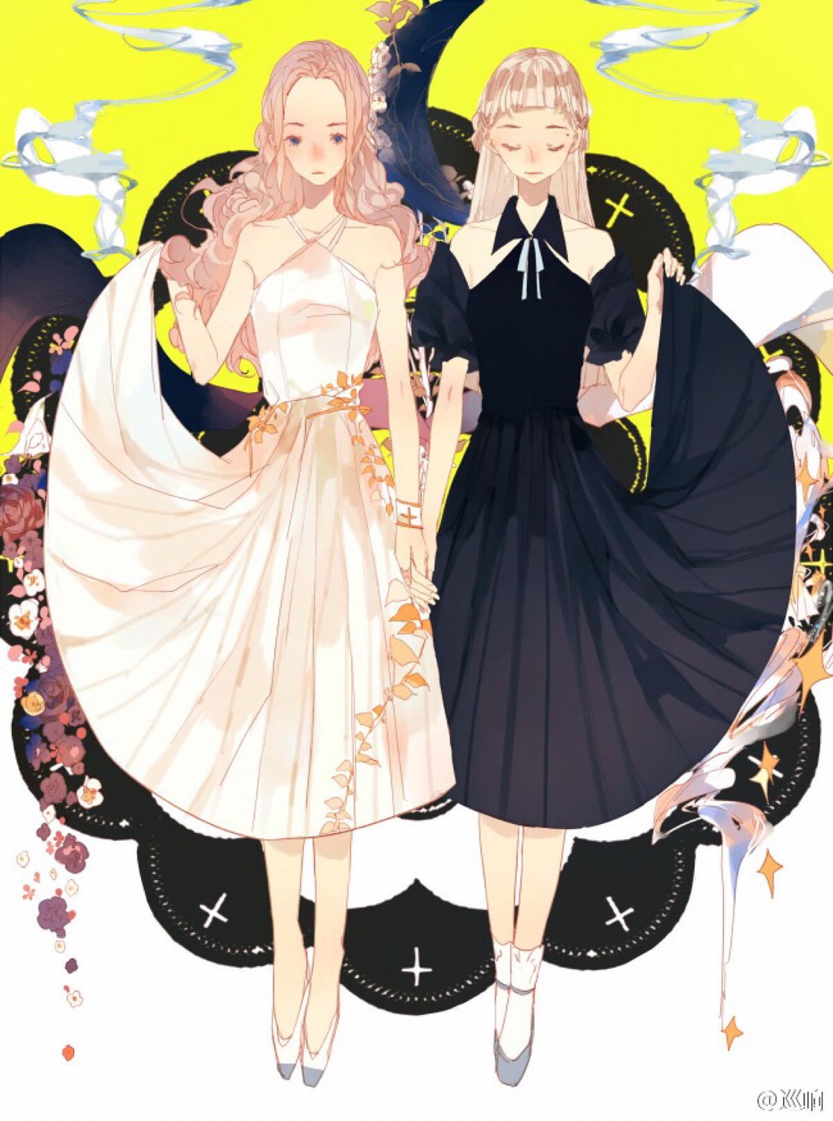 来自网络 动漫 双生 黑白