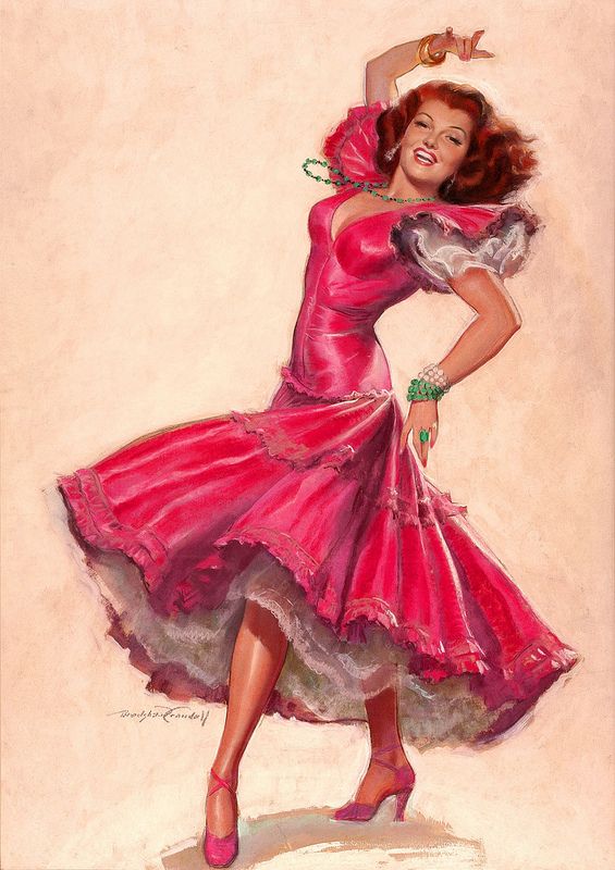 复古时尚美人手绘插画