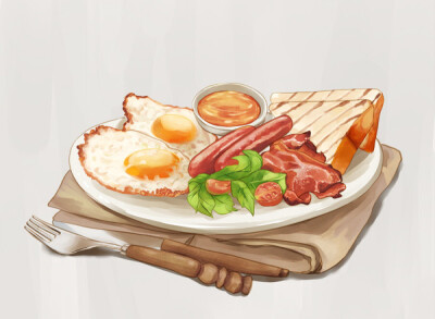 手绘 美食 插画 二次元美食