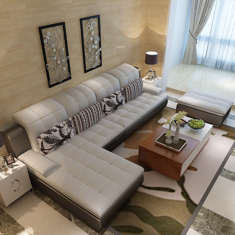 皮布沙发可拆洗布沙发 现代小户型转角皮布沙发组合 小户型布沙发