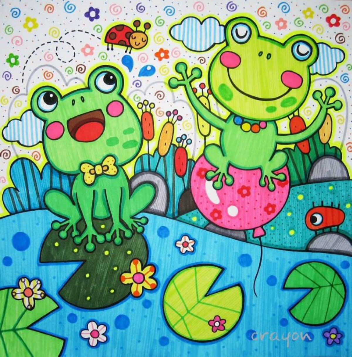 青蛙画画 作品图片