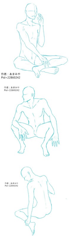 [cp]#sai资源库# 绘师あまみや的一组动漫人体设计动态姿势参考!