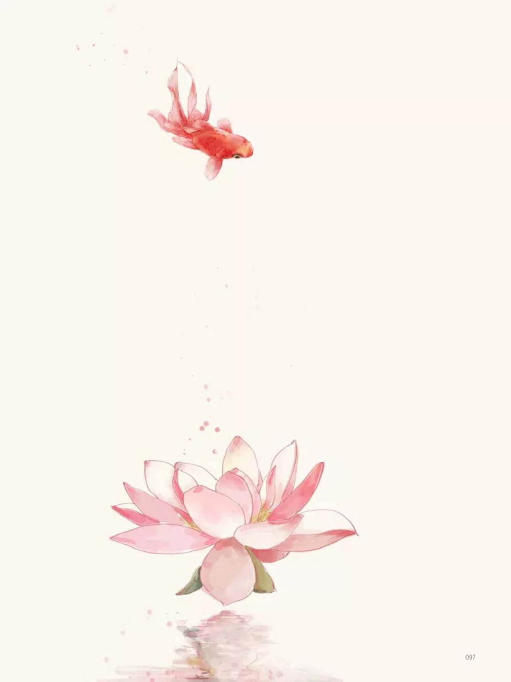 中国风 金鱼荷花 古风插画 背景 壁纸
