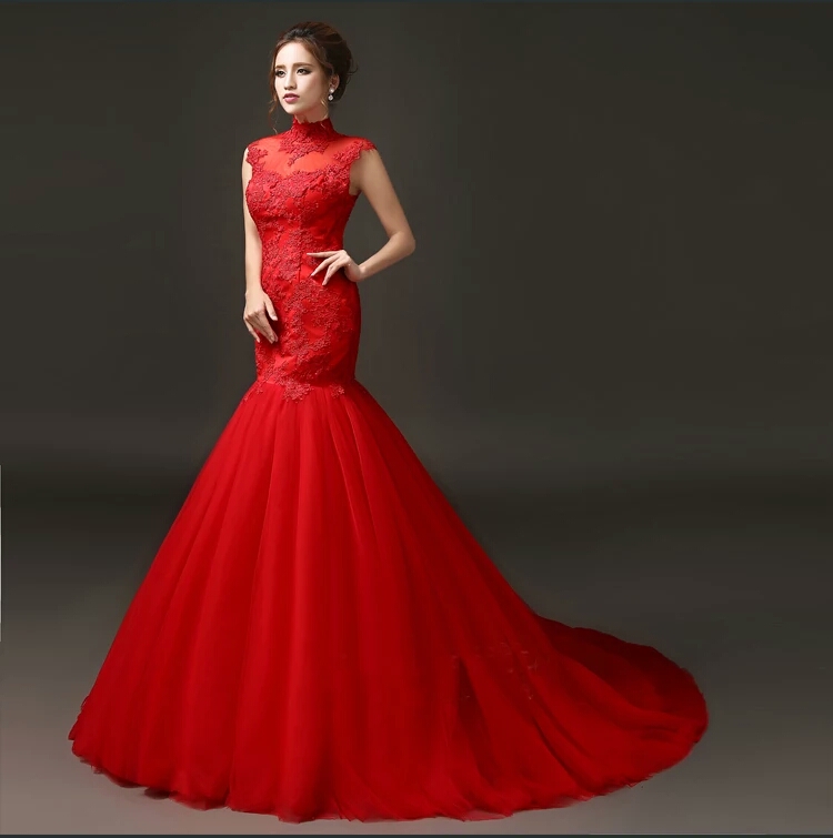 红色复古 婚纱礼服