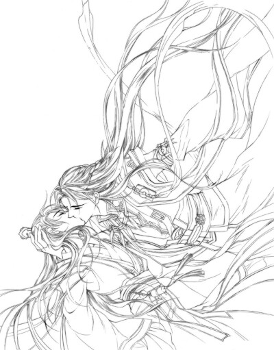 线稿# #两个man# 古风美男两人图 线稿大全,漫画上色线稿大全,上色