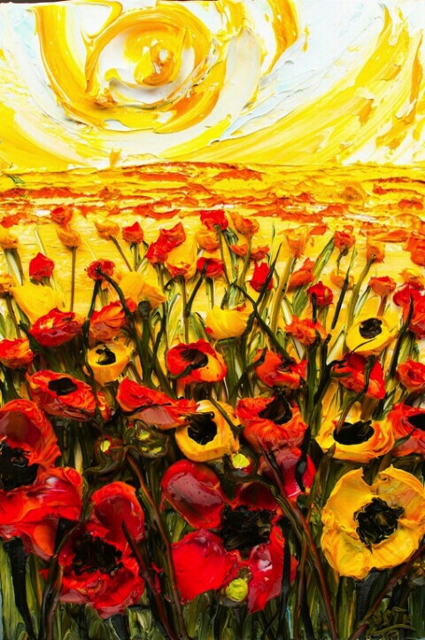 来自美国艺术家justin gaffrey的唯美立体风景油画作品欣赏,颜料层层