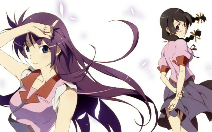 系列·战场原黑仪·荡漾·羽川翼·校服·双马尾·眼镜娘·高清壁纸