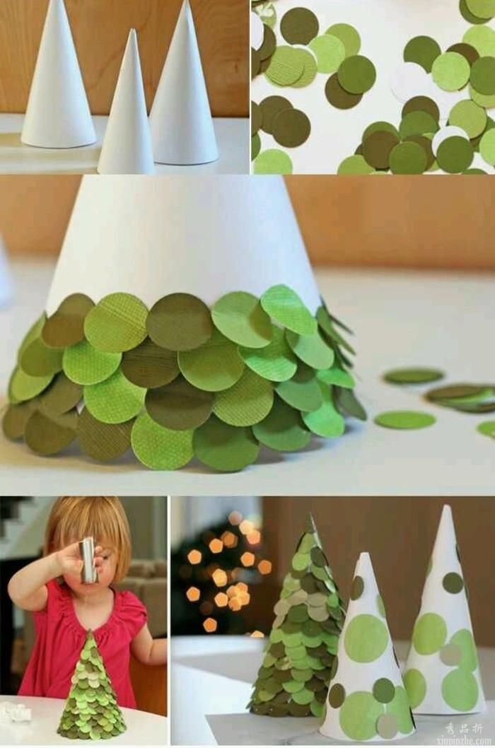 最简单好看的圣诞树小装饰手工制作教程纸片做的圣诞树