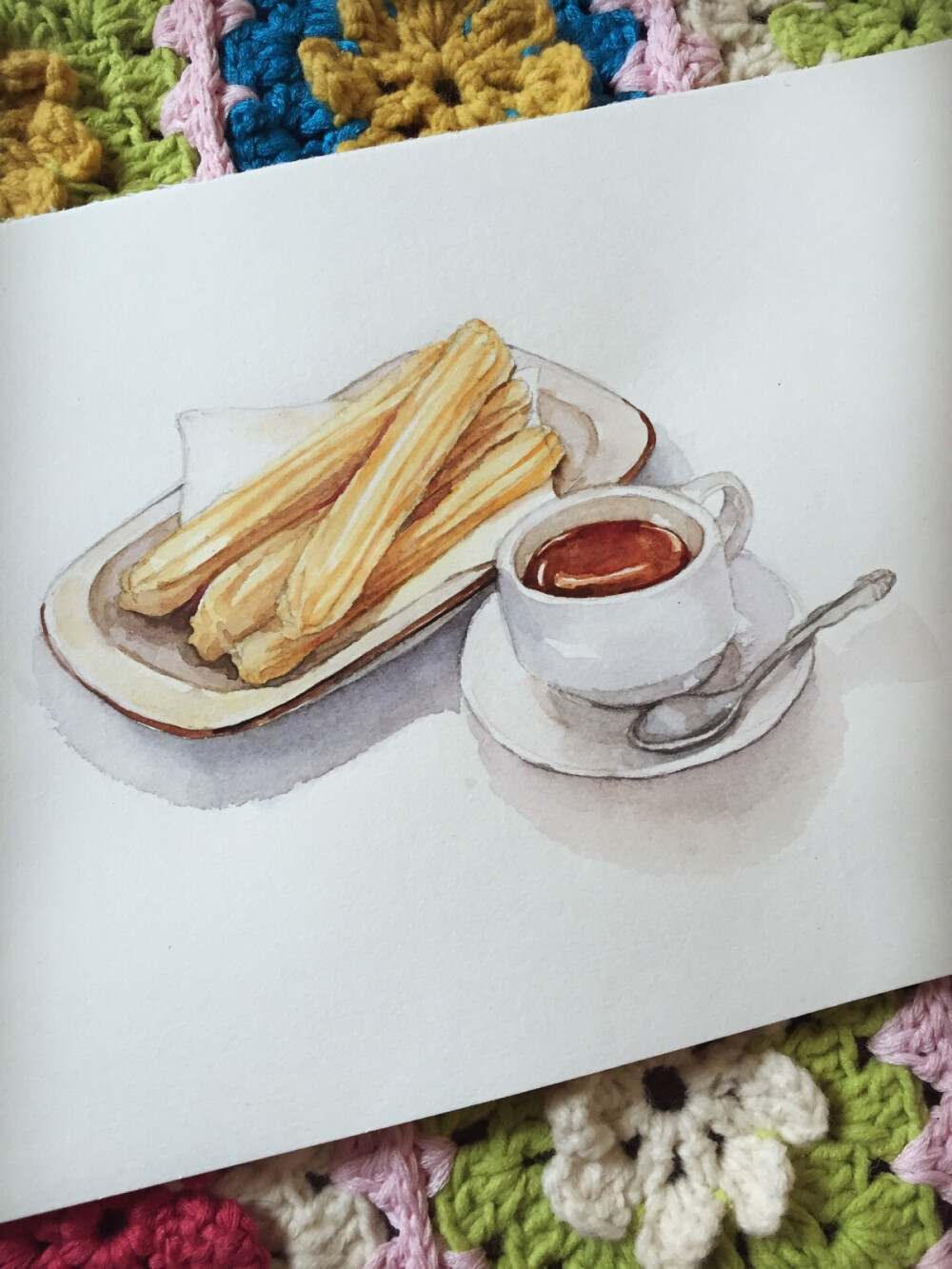 温杯凉白开,白纸伏案,静静的画画儿.