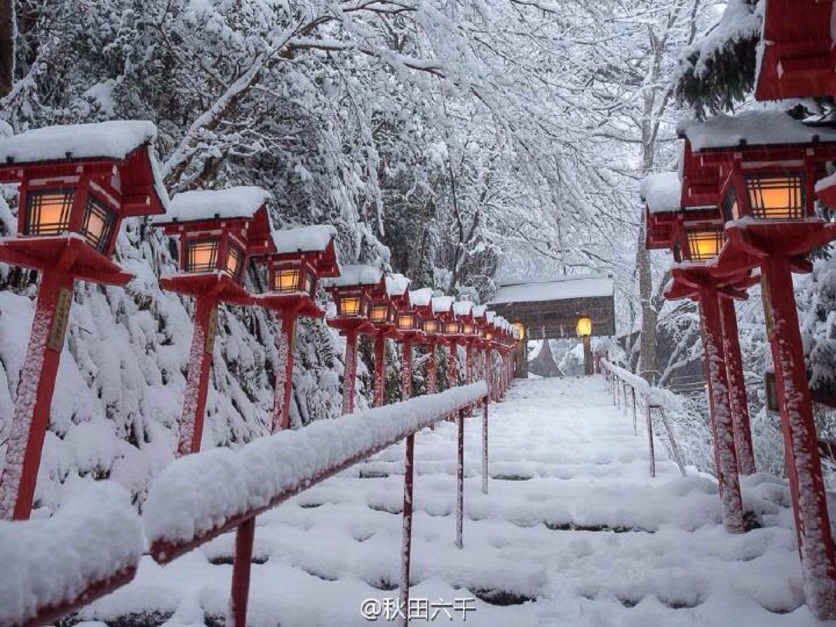 京都的贵船神社只在冬季积雪日限定展开的点灯活动