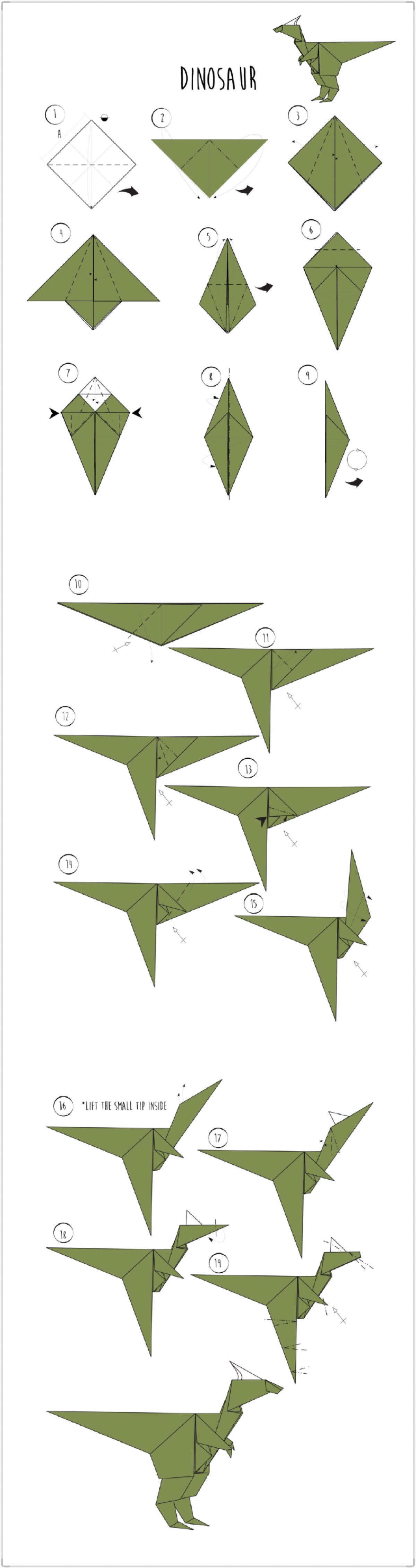一年级简单霸王龙折纸图片
