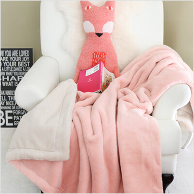 冬季韩国双色双面超细纤维毛绒细绒面毛毯粉色盖毯床毯