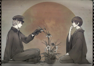 おうし座布団 pid:37918127】凹凸组 阿尔弗雷德 本田菊 pixiv aph