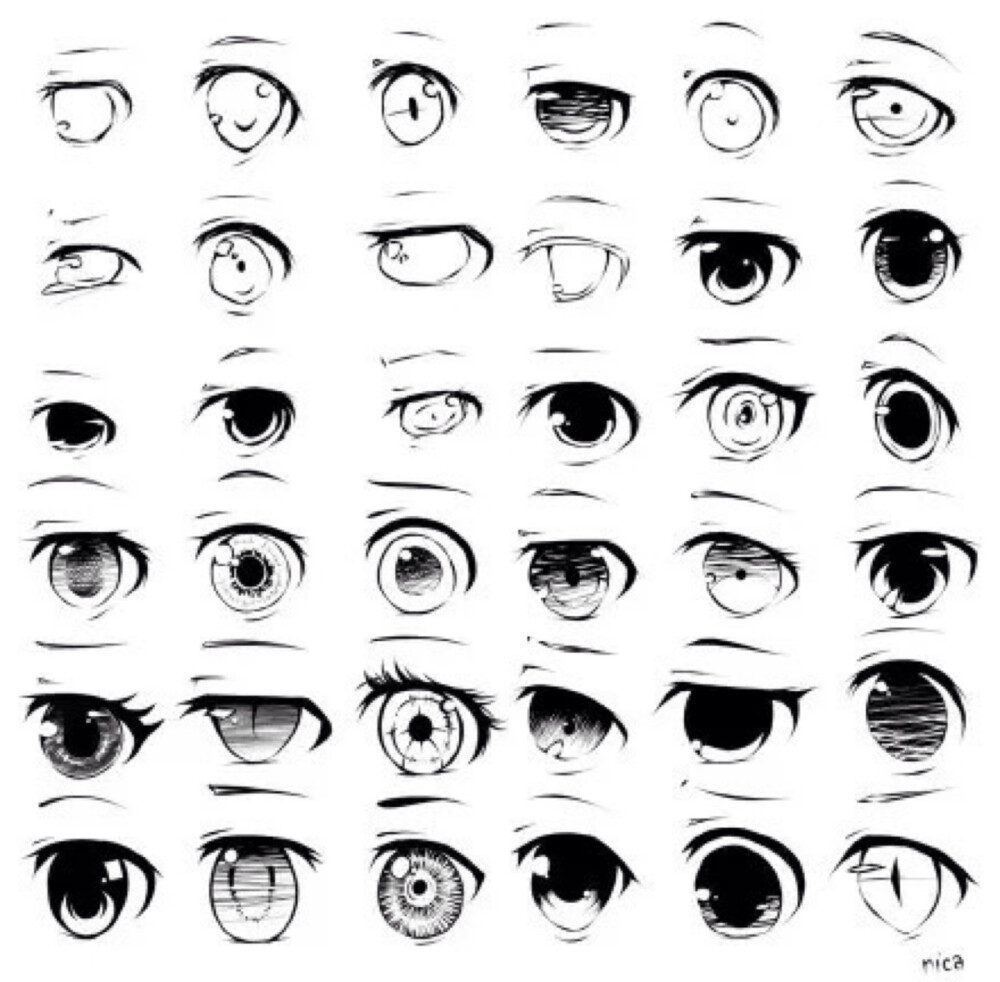 二次元眼睛手绘画法图片