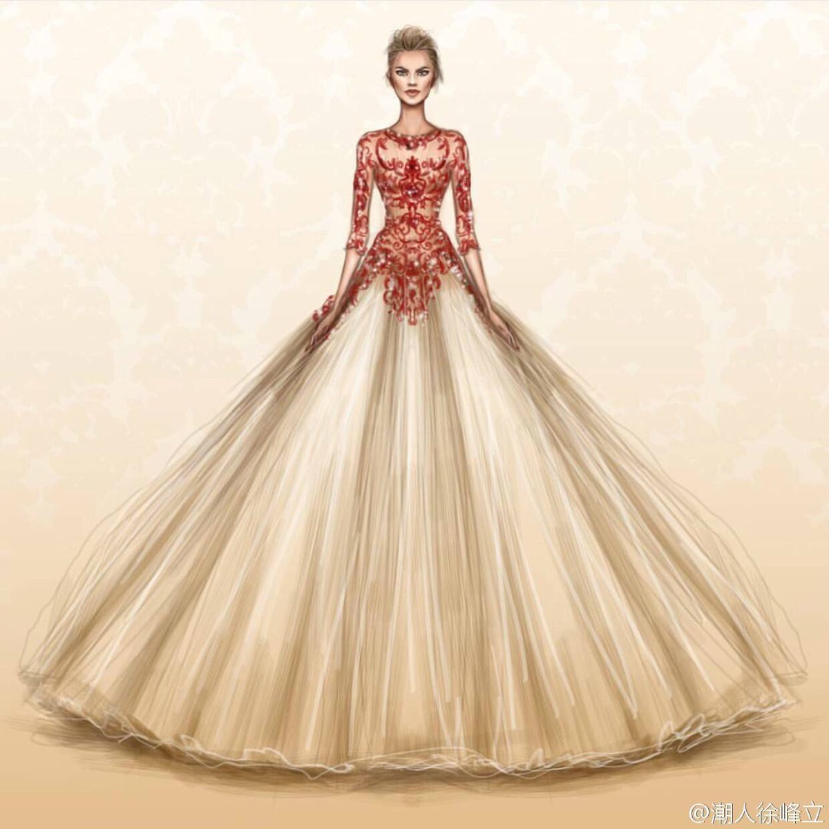 服装插画 素材 设计稿 服饰风尚 插画 | 仙裙华裳 摇曳大裙摆,你沉醉