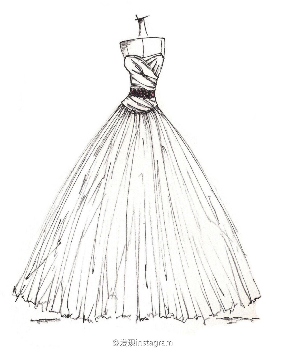 手绘插画 素材 时装周 婚纱手绘 铅笔画 设计稿