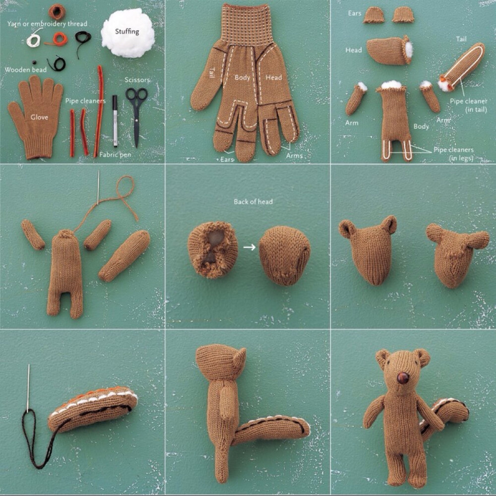 装饰_创意_设计_diy_自制_手工_教程_生活_布艺_手套_小熊