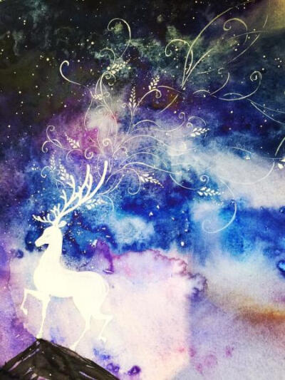 星空麋鹿壁纸 森系图片