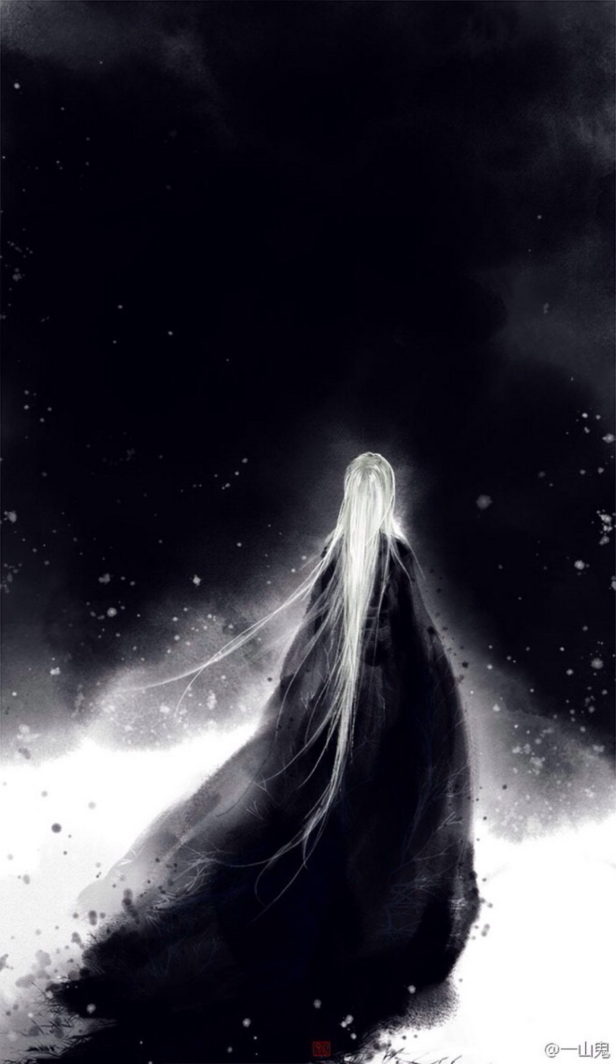 涧水娟流离渐远,独留闺中泪双袖.