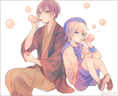 【画师id:id=1925620 大宫pon pid:46125921】本田菊 彼得 pixiv aph