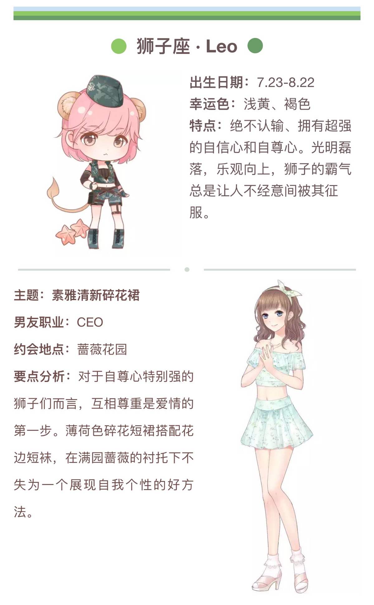 奇迹暖暖 十二星座 服装搭配 狮子座