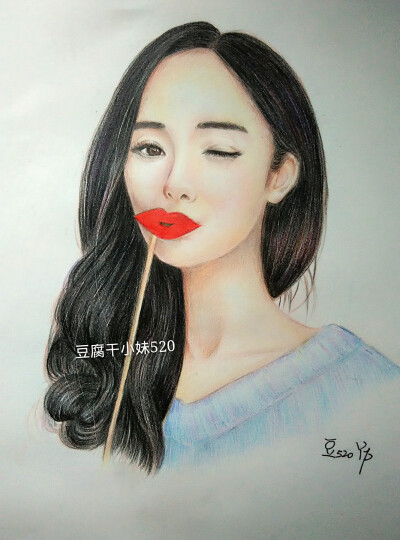 彩铅手绘人物 杨幂