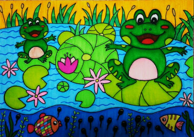 青蛙,夏天,池塘