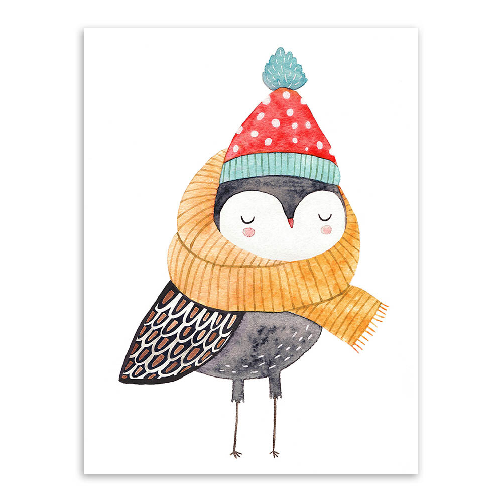 定制 水彩 北欧 简约 呆萌小动物 海报 画芯 可爱 清新 卧室 装饰挂画