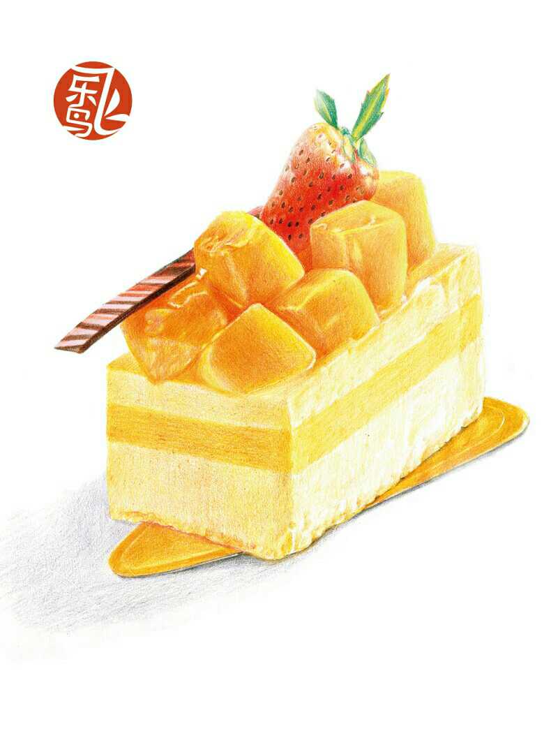 素描 彩铅 美食 蛋糕 芒果