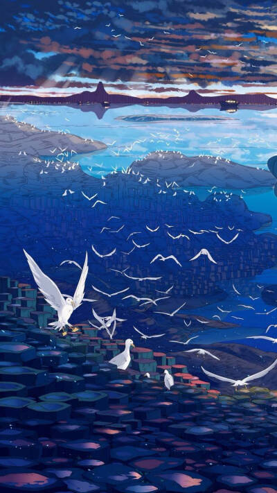 银河 星空 梦幻 意境 冷色调 灰色系 手机屏保壁纸 p站 插画 唯美 0
