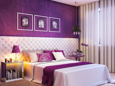 灰紫色房间效果图图片