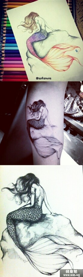 油画美人鱼背影