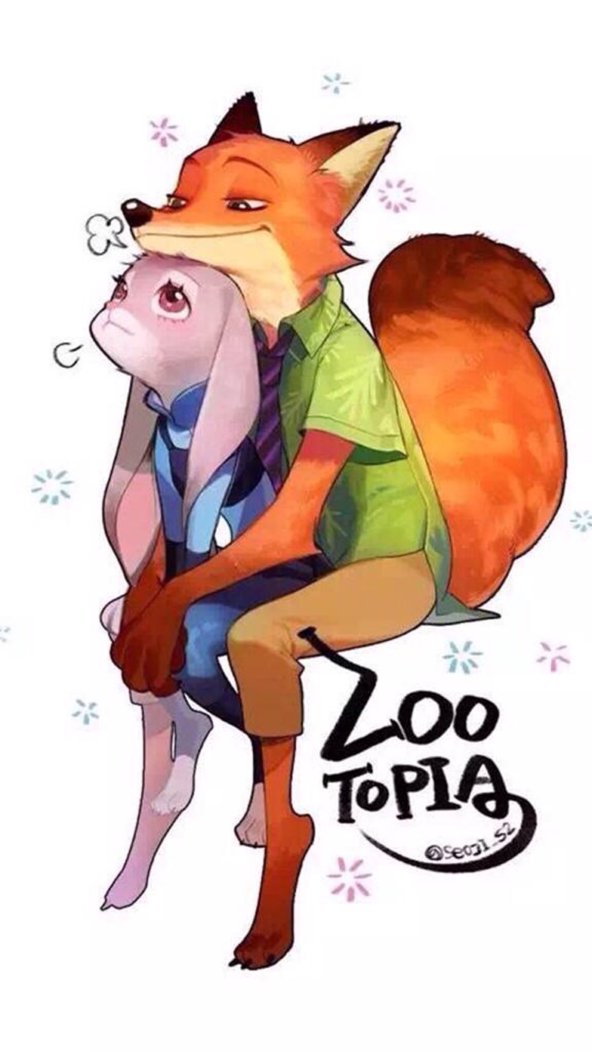 疯狂动物城# #zootopia# #nick# #judy# 狐兔cp,可爱饭绘