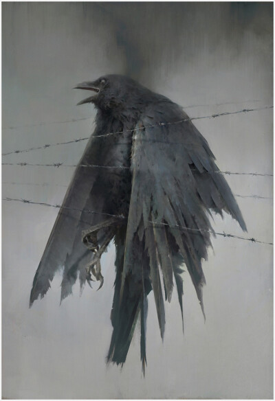 给大家推荐一组波兰画家piotr jaboński的画,饱和度低的画面,怪诞