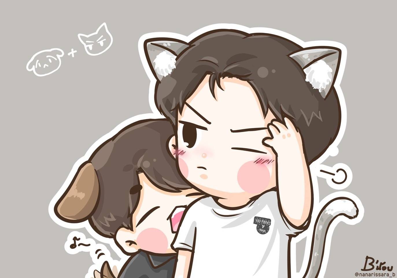 exo勋白伯贤世勋手绘插画q版萌by.nanarissara_b(泰国画手