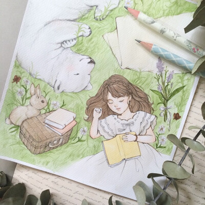 闺蜜头像文艺清新插画