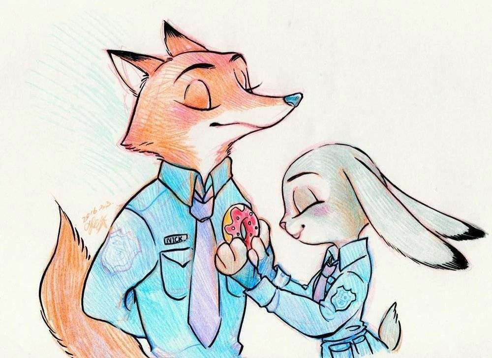 p站画师weketa狼琊 疯狂动物城插画,这两只真心暖到不行!