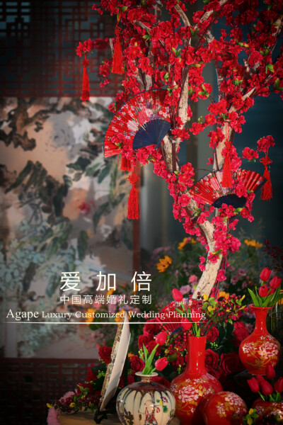 中式婚礼婚礼布置创意桌花.