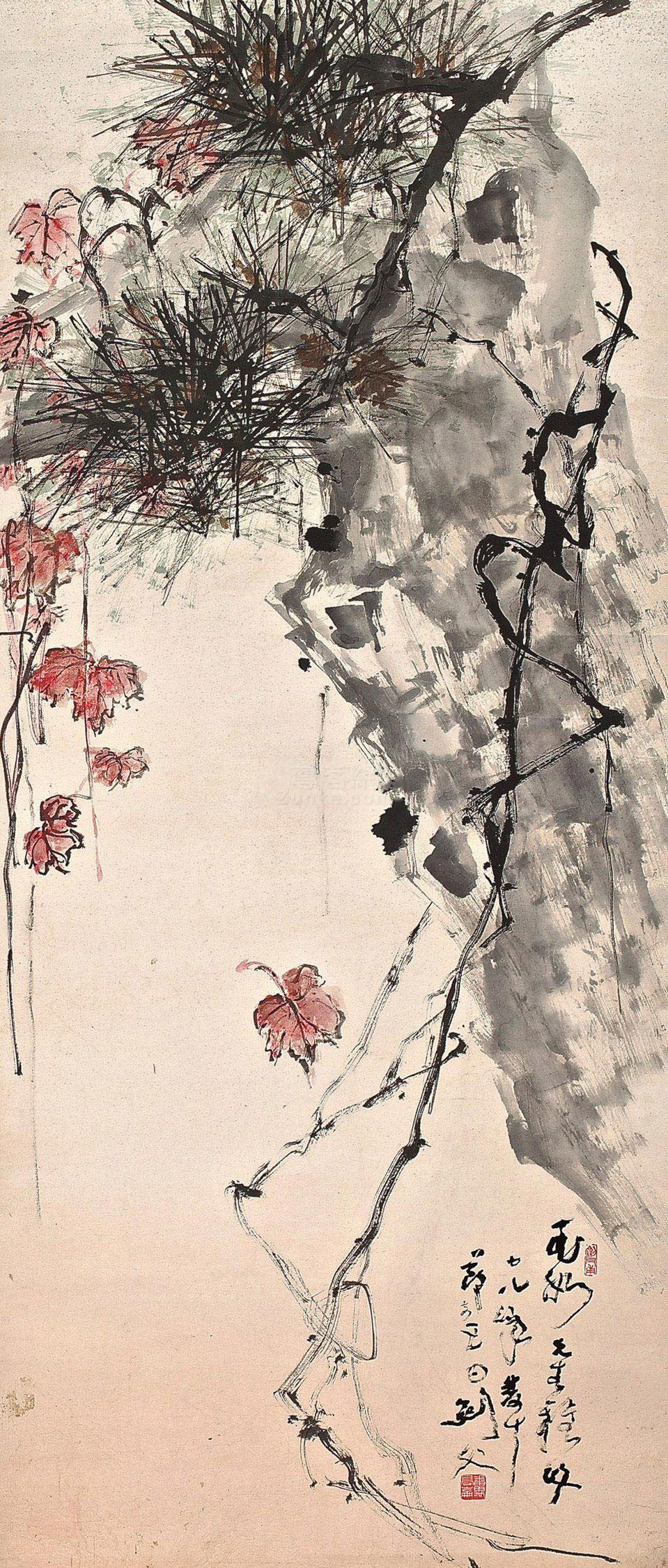 高剑父 pine and autumn作品欣赏