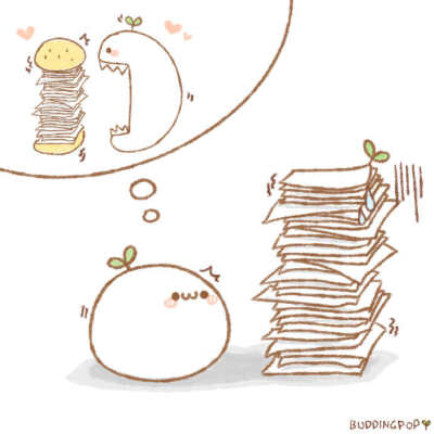 这几天作业太多 好想都吃掉 σ'ω)σ画师@两条毛腿肩上扛