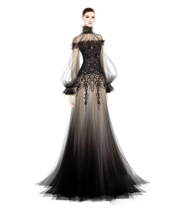 他的怠慢那些大师的手绘服装礼服婚纱设计图