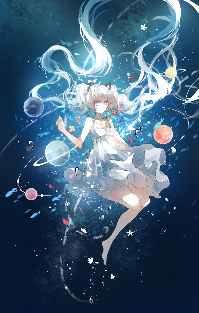 【drop】by:萃 id=56217297 pixiv,插画,vocaloid, miku,宇宙