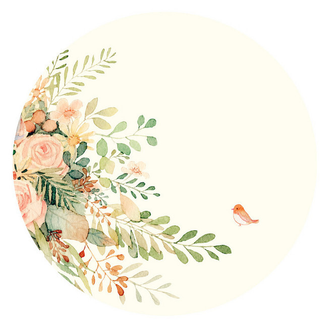 花草水墨封面淡雅唯美插画古风