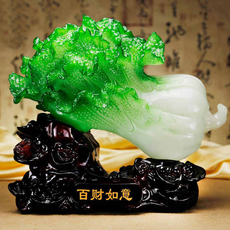 高级奢华的材质,环保天然的玉白菜摆件,开业乔迁必备礼品!