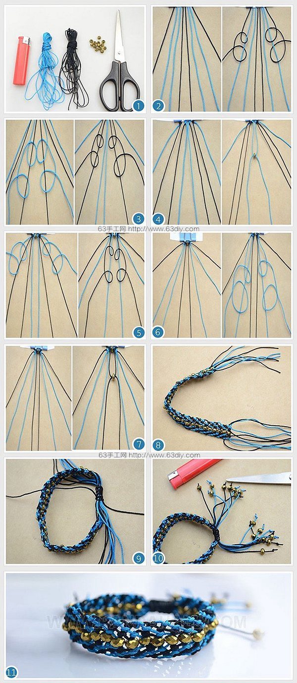 今天的这款手工手工编织手镯相对于平常分享的那些手工编织类型相似