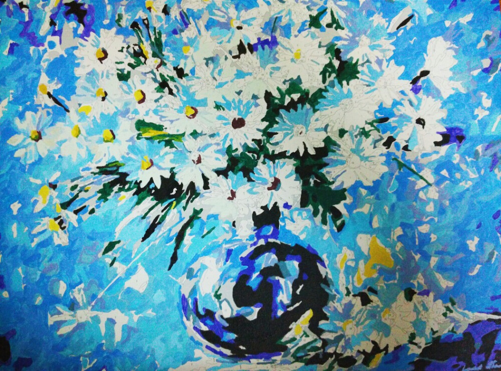 蓝调雏菊 每次一画就比复习做作业什么的都认真,每次内心在抗拒要