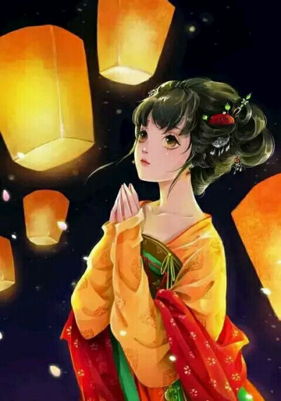 古风子##古风女子双手合十