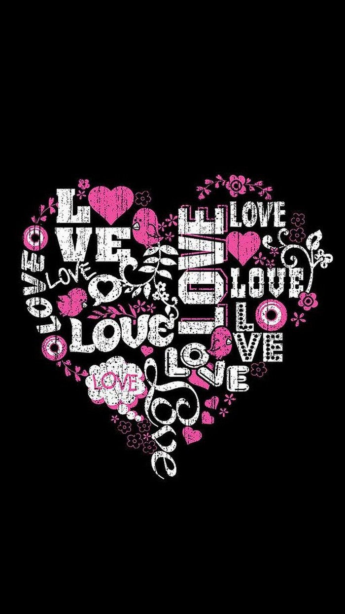 壁纸 心形 图案 文字 黑色