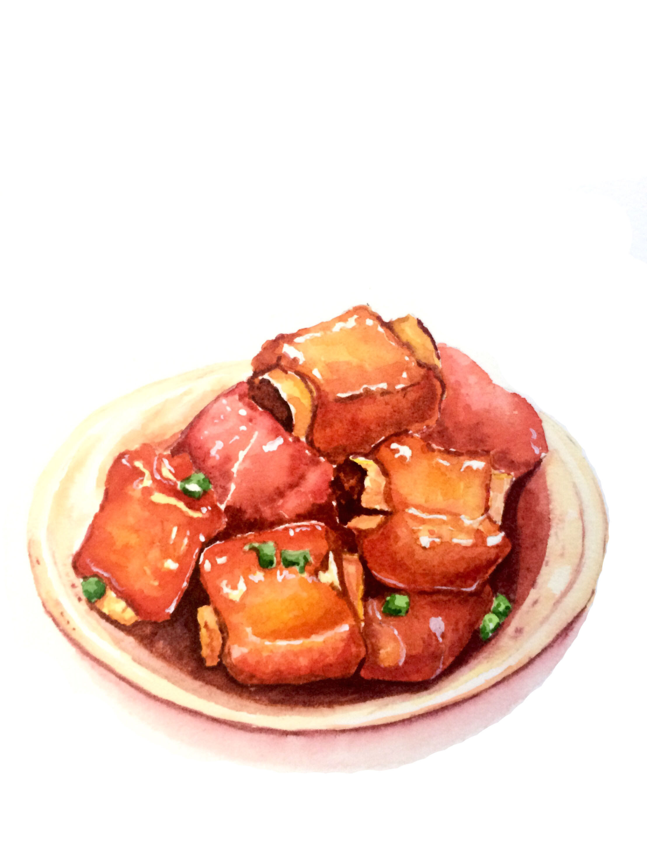 【小食刻】食物 美食 红烧排骨 手绘水彩 水彩美食